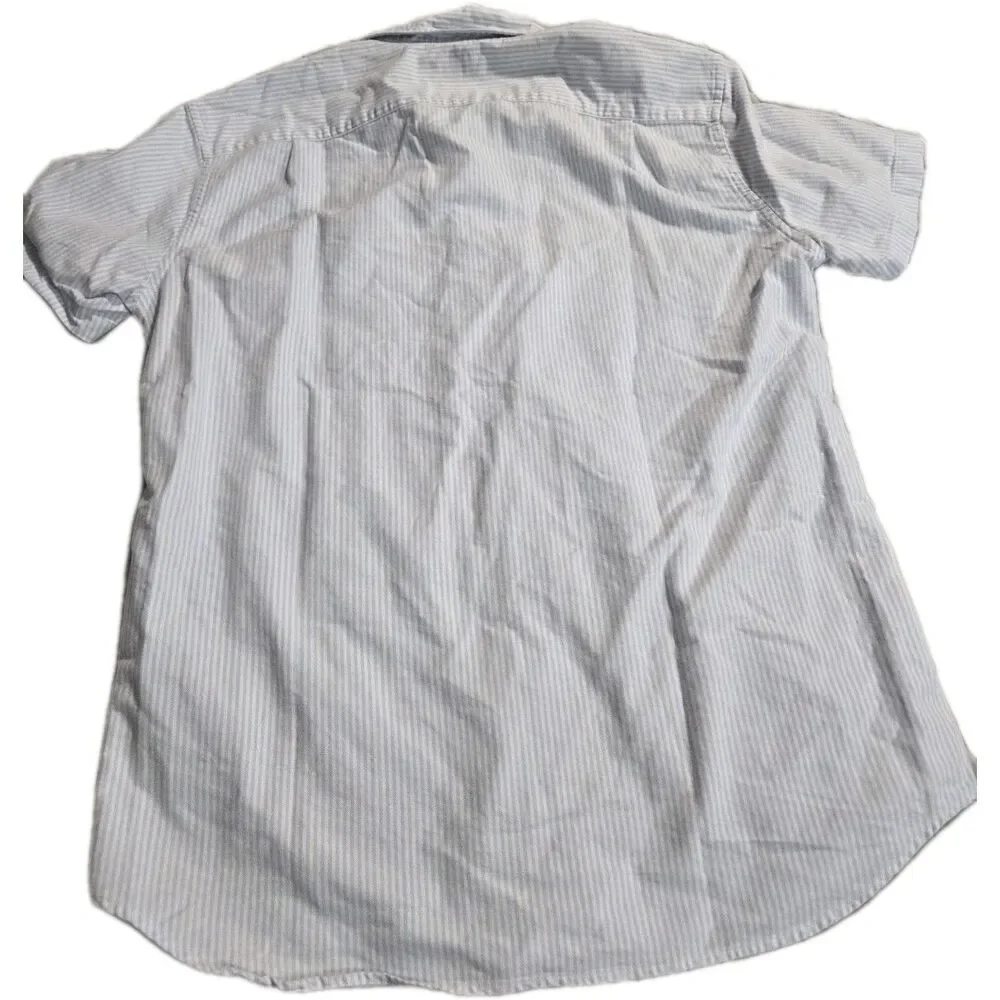 J.Crew Button Up Shirt Men’s Small S Blue White Striped Short Sleeve Oxford Slim